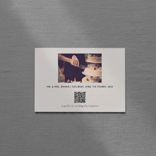 Eleganter Hochzeitsstichtag-Foto-Erinnerungen QR-C Dankeskarte