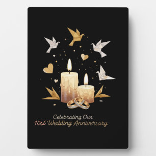 Eleganter Hochzeitstag Goldkerzen, Ringe Fotoplatte