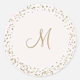 Eleganter Hochzeitsticker für Elfenbein und Gold Runder Aufkleber