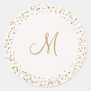 Eleganter Hochzeitsticker für Elfenbein und Gold Runder Aufkleber