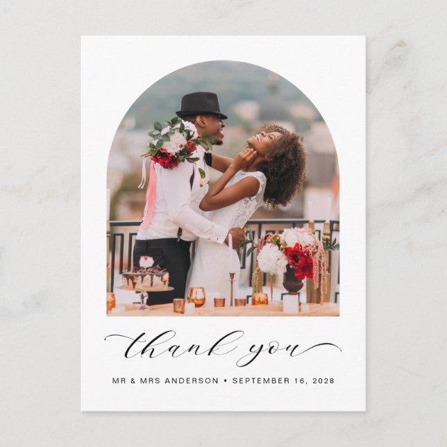 Eleganter Hochzeitstil-Foto-Rahmen Vielen Dank Postkarte (Vorderseite)