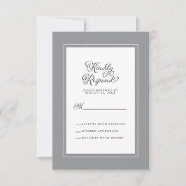 Eleganter Hochzeitstil, grau und weiß RSVP Karte