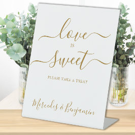 Eleganter Hochzeitstisch Liebe Sweet Gold Personal Sockelschild