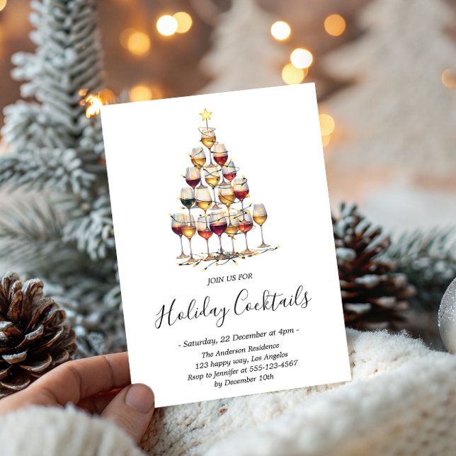 Eleganter Holiday Cocktail Festliche Getränke Weih Einladung (Von Creator hochgeladen)