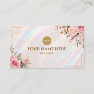 Eleganter holografischer Blumen-Schönheitssalon Visitenkarte
