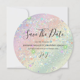 Eleganter holografischer Funkelnd Glitzer Pastel M Save The Date