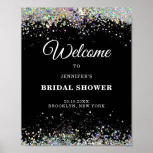 Eleganter holografischer Glitter-BRIDAL-SHOWER Sch Poster