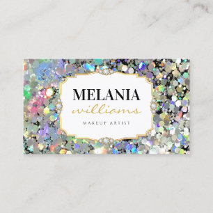 Eleganter holografischer Glitter-Make-up-Artist-Ra Visitenkarte