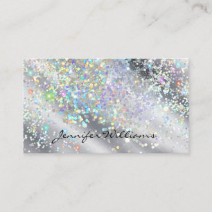 Eleganter holografischer Glitter Metallic Silber Visitenkarte