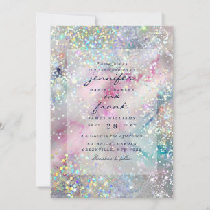 Eleganter holografischer Glitter-Pastell-Alkohol-T Einladung
