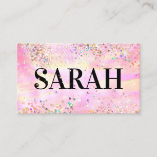 Eleganter holografischer Glitter-Rosa-Makeup-Artis Visitenkarte