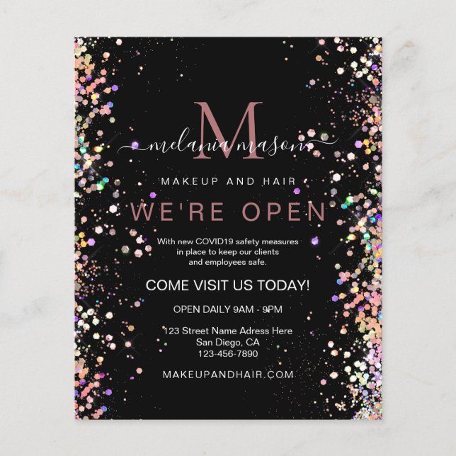 Eleganter holografischer Glitzer Black Wir sind Op Flyer (Vorne)