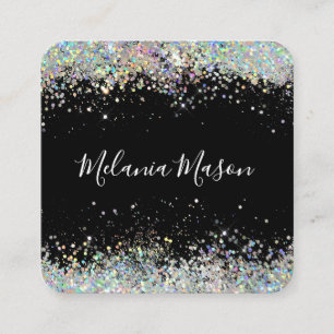 Eleganter holografischer Glitzer Makeup Artist Bla Quadratische Visitenkarte