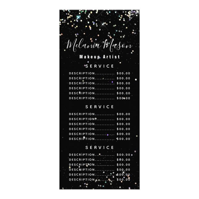 Eleganter holografischer Glitzer Makeup Artist Bla Werbekarte (Vorne)