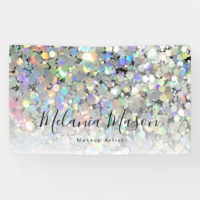 Eleganter holografischer Glitzer Makeup Artist Mod Banner (Horizontal)