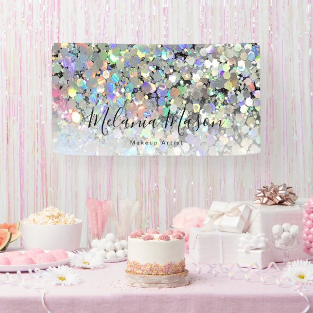 Eleganter holografischer Glitzer Makeup Artist Mod Banner (Party)