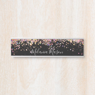 Eleganter holografischer Glitzer Schwarz Türschild