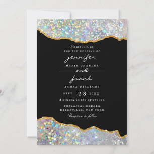 Eleganter holografischer Glitzer Sparkle Agate Bla Einladung