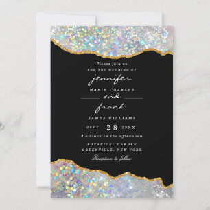 Eleganter holografischer Glitzer Sparkle Agate Bla Einladung