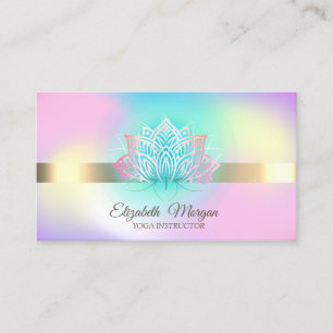 Eleganter Holografischer Goldener Lotus Yoga Visitenkarte