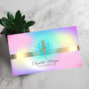 Eleganter holografischer Lotus-Yoga-Glitter-Girl Visitenkarte