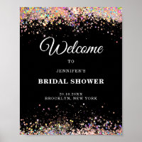 Eleganter Holographic Glitzer BRAUTPARTY Black Po