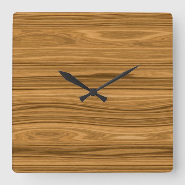 Eleganter Holzkornstil Quadratische Wanduhr (Vorderseite)