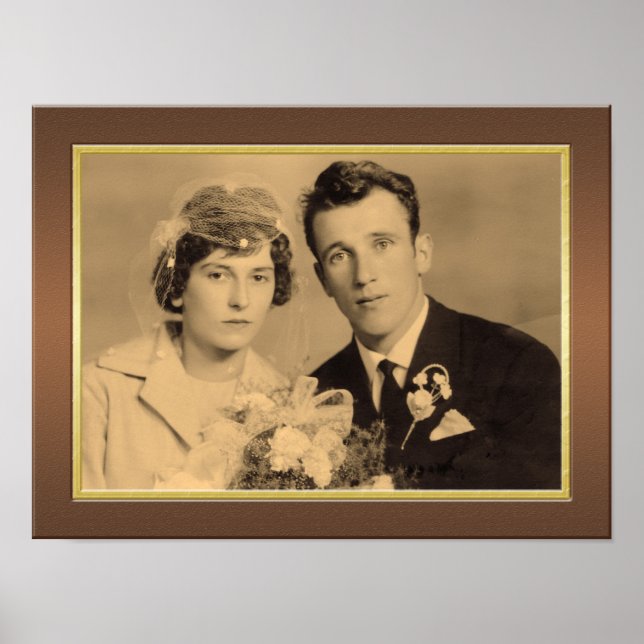Eleganter Holzrahmen mit goldfarbenem Foto Poster (Vorne)