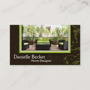 Eleganter Home Designer Foto Geschäftskarte Grün Visitenkarte