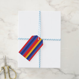 Eleganter, horizontaler Rot-Blau-Gelb, Silberstrei Geschenkanhänger