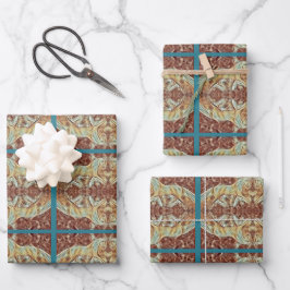 Eleganter Horse Mirror Brown/ Gold + Sea Bed Green Geschenkpapier Set