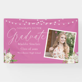 Eleganter Hot Pink Foto Floral Abschluss Banner