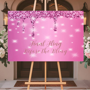 Eleganter Hot Pink Glitzer Tropfen Bachelorette Acrylschild