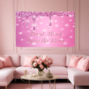 Eleganter Hot Pink Glitzer Tropfen Bachelorette Banner