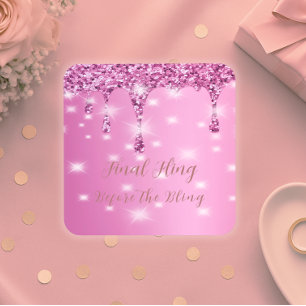 Eleganter Hot Pink Glitzer Tropfen Bachelorette Getränkeuntersetzer