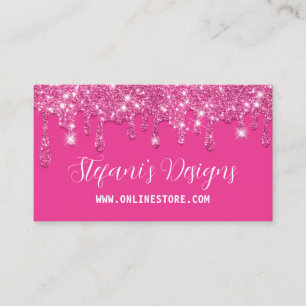 Eleganter Hot Pink Imitate Glitzer Tropfen Online Visitenkarte