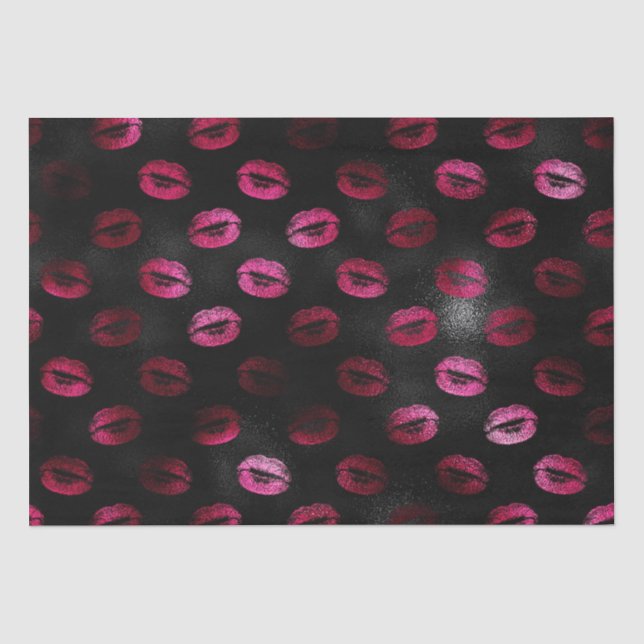 Eleganter Hot Pink und Schwarzer Glitzer Lipstick  Seidenpapier (Vorderseite)