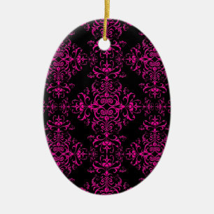 Eleganter Hot Pink und Viktorianischer Schwarz-Sty Keramikornament