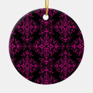 Eleganter Hot Pink und Viktorianischer Schwarz-Sty Keramikornament