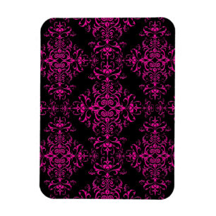 Eleganter Hot Pink und Viktorianischer Schwarz-Sty Magnet