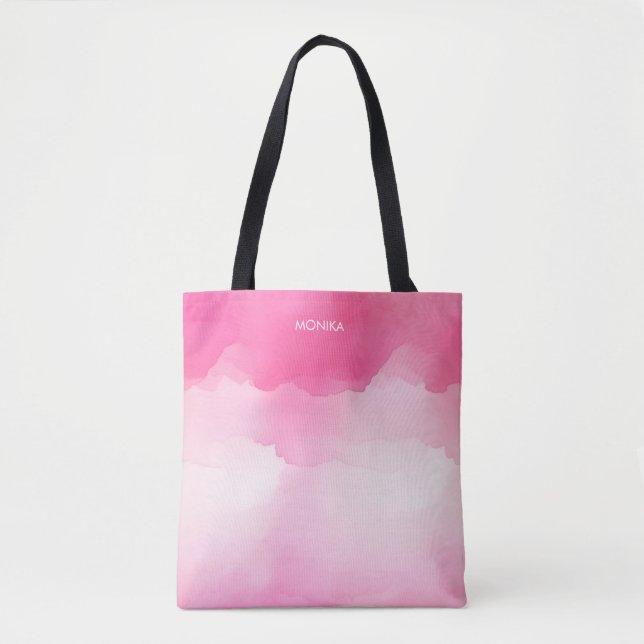 Eleganter Hot Pink Wasserfarben Splash Personalisi Tasche (Vorderseite)