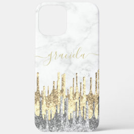 Eleganter hübscher Glitzer Tropfen aus weißem Marm Case-Mate iPhone Hülle