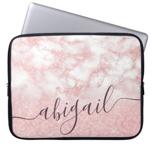 Eleganter hübscher Gradient Rose Gold Glitzer Mar Laptopschutzhülle