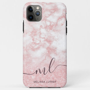 Eleganter hübscher Gradient Rose Gold Glitzer Marm Case-Mate iPhone Hülle
