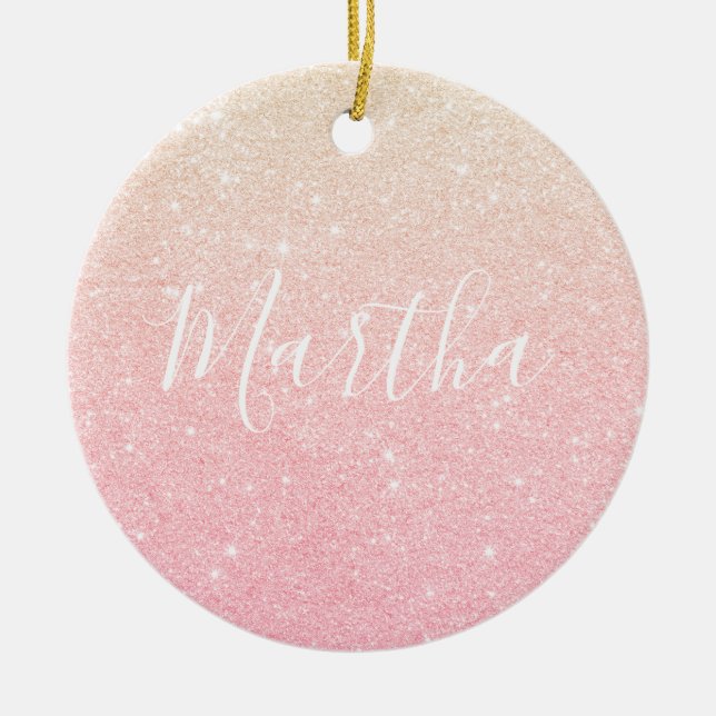 Eleganter hübscher Gürtelgraben Rose Gold Glitzer Keramik Ornament (Vorne)