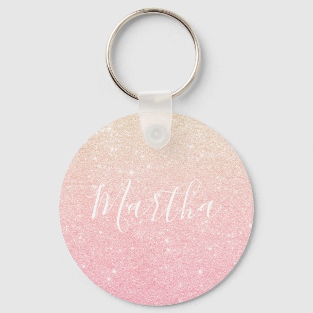 Eleganter hübscher Gürtelgradientengold-Glitzer Schlüsselanhänger (Vorderseite)