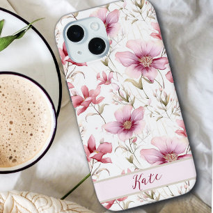 Eleganter Hübscher Individuelle Name Rosa Wildbl Case-Mate iPhone Hülle