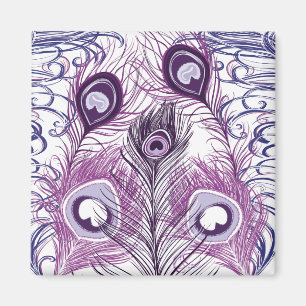 Eleganter hübscher lila Pfau-Feder-Entwurf Magnet