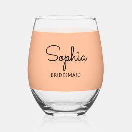 Eleganter Hübscher Peach Wedding Bridesmaid Keepak Weinglas Ohne Stiel