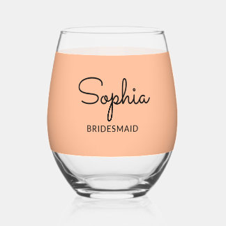 Eleganter Hübscher Peach Wedding Bridesmaid Keepak Weinglas Ohne Stiel